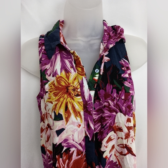 2/$30 Cupio Pink Orange Sleeveless Button Down Preppy Clueless Dress (#477) - Picture 4 of 11